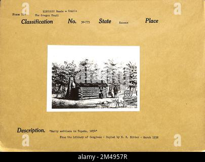 Premiers colons à Topeka, 1854. Légende originale: 'Les premiers colons à Topeka, 1854' de la Bibliothèque du Congrès - copie de H. H. Ritter - Mars 1938. État : Kansas. Banque D'Images