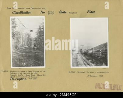 Comté de Garrett et National Pike à l'ouest de Sideling Hill. Légende originale (39-4623) : photographies faites par Dean Johnson de l'Université du Maryland en 1898. Garrett County - Ridge Road - Kings Hill à environ 6 miles au nord d'Oakland. Novembre 1898. Légende originale (39-4624): National Pike à l'ouest de Sideling Hill. A. N. Johnson - 1898. État: Maryland. Banque D'Images