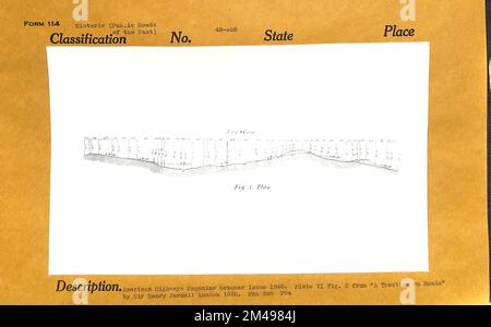 Section et plan de la rue Spelon. Légende originale : American Highways Magazine, numéro d'octobre 1948. Plaque VI Fig. 2 de 'A Treatise on Roads' par Sir Henry Parnell Londres 1838. Banque D'Images