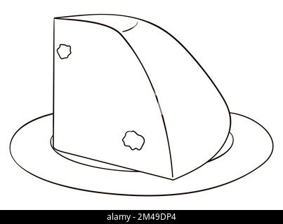 Délicieuse tranche de crème anglaise avec raisins secs, servie dans une assiette. Conception isolée dans les contours et arrière-plan blanc à la couleur. Illustration de Vecteur