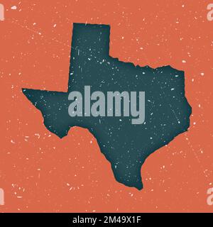 Carte d'époque du Texas. Grunge carte de l'état US avec la texture en difficulté. Affiche du Texas. Illustration vectorielle. Illustration de Vecteur