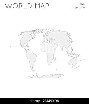 Carte du monde. Globe en projection polaire plate McBryde-Thomas, style Uni. Illustration vectorielle de contour. Illustration de Vecteur