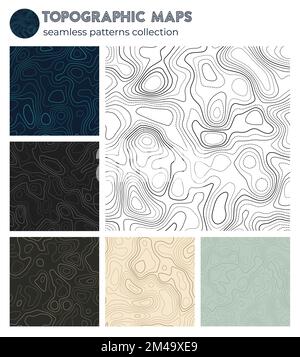 Cartes topographiques. Motifs d'isolignes étonnants, conception sans couture. Arrière-plan artistique tileable. Illustration vectorielle. Illustration de Vecteur