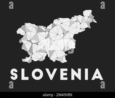 Slovénie - carte du réseau de communication du pays. Slovénie design géométrique tendance sur fond sombre. Technologie, Internet, réseau, télécommunications Illustration de Vecteur