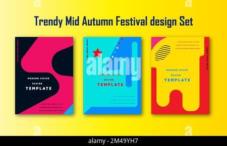 Décor tendance du festival de la mi-automne : décors, cartes de vœux, affiches Illustration de Vecteur