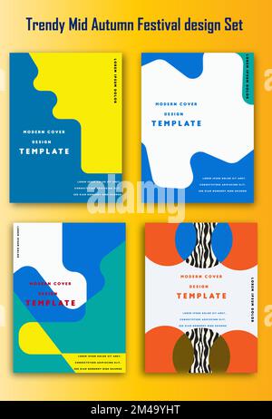 Décor tendance du festival de la mi-automne : décors, cartes de vœux, affiches Illustration de Vecteur