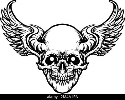 Logo WiNG Skull Sport grandes illustrations vectorielles pour votre logo de travail, t-shirt de marchandise, autocollants et dessins d'étiquettes, affiche, cartes de vœux Illustration de Vecteur