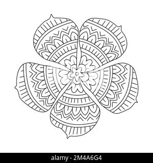 motif floral décoratif sur fond avec décoration en forme de caniche en forme de zentangle pour colorer la page des croquis faciles Illustration de Vecteur