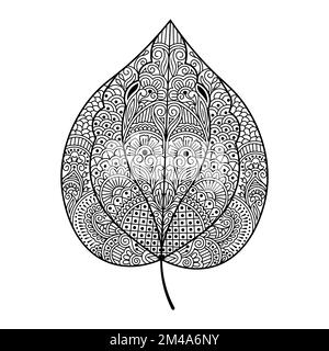 zentangle feuille fond contour ligne coloriage page des esquisses facile dessin à la main conception Illustration de Vecteur