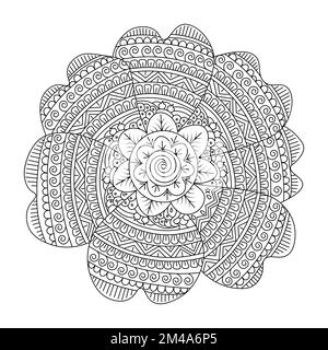 décoration de style mandala fleur zentangle fond pour adultes coloriage page Illustration de Vecteur