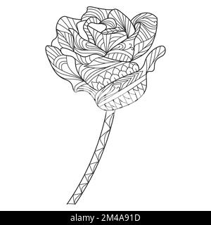 fleurs rose zentangle coloriage page avec dessin décoratif facile dessin illustration Illustration de Vecteur