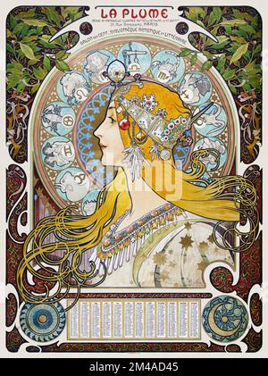 La Plume. Revue bi-mensuelle illustrae par Alphonse Mucha (1860-1939). Publié en 1896 en France. Banque D'Images