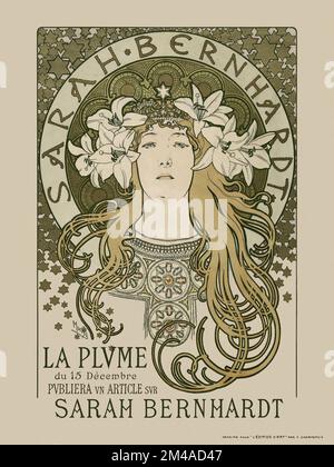 Sarah Bernhardt. La Plume du 15 décembre publiera un article sur Sarah Bernhardt par Alphonse Mucha (1860-1939). Affiche publiée en 1897 en France. Banque D'Images