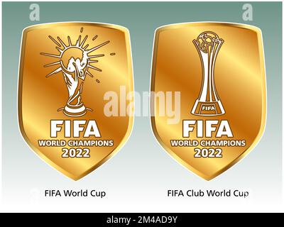 Badge officiel du champion du monde de la FIFA pour les équipes nationales et de club, illustration, éditorial Banque D'Images