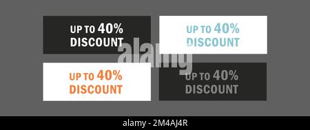 Jusqu'à 40 % de remise sur les soldes. Affiche de prix de l'offre de réduction. Étiquettes d'offre spéciale. Illustration de Vecteur