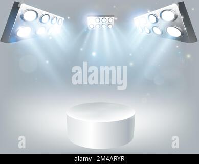 Plate-forme Podium White Background Spotlight Lights Illustration de Vecteur
