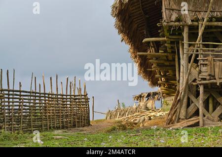 Le village Kombo de l'Adi Gallo-Tribe est pittoresque dans les collines de l'Arunachal Pradesh Banque D'Images