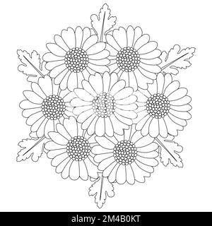 motif camomille et fleur en forme de page avec motif vectoriel de dessin au trait détaillé Illustration de Vecteur