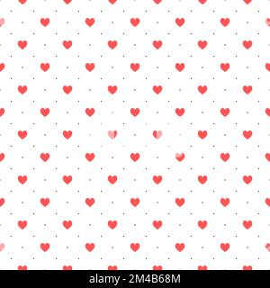 Fond sans couture à motif coeur en polka. Motif coeur rouge vectoriel. Motif Saint-Valentin. Illustration de Vecteur