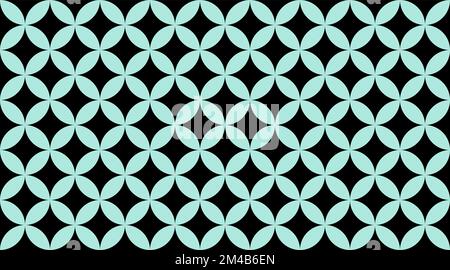 Motif géométrique cyan sur noir. Cercles et ovales se chevauchant abstrait de la texture de mode rétro. Motif sans couture. Illustration de Vecteur