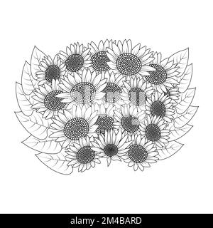 tournesol vectorisation page de coloriage de pétales en fleurs et feuilles illustration de fleurs Illustration de Vecteur