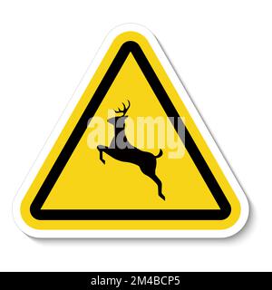 Panneau Deer Crossing sur fond blanc Illustration de Vecteur