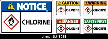 Danger Chlorine Oxidizer GHS signe sur fond blanc Illustration de Vecteur