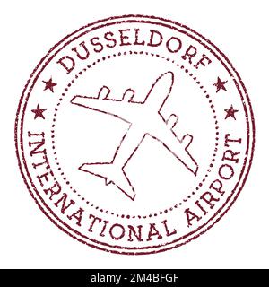 Timbre de l'aéroport international de Düsseldorf. Logo rond de l'aéroport de Düsseldorf. Illustration vectorielle. Illustration de Vecteur