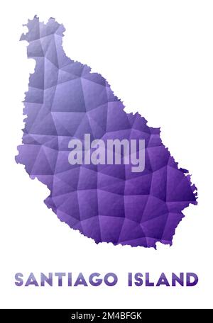 Carte de l'île de Santiago. Illustration poly basse de l'îlot. Motif géométrique violet. Illustration de vecteur polygonal. Illustration de Vecteur