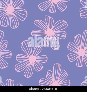 Motif fleuri façon DAISY abstrait dessiné à la main. Fond puéril boho minimaliste. Illustration vectorielle. Illustration de Vecteur