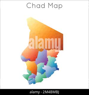 Carte poly basse du Tchad. Tchad polygonal géométrique, carte de style mosaïque. Illustration de Vecteur