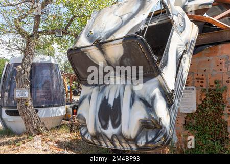 mutonia: entreprise de déchets de mutéroïdes, art moderne, santarcangelo di romagna, italie Banque D'Images