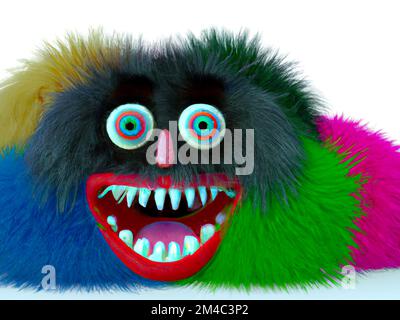 Mignon monstre en fourrure – 3D Illustration isolée sur fond blanc Banque D'Images