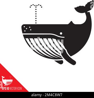 Icône représentant un baleine à bosse. Symbole de la vie marine et des espèces menacées. Illustration de Vecteur