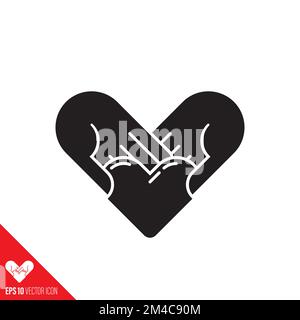 Mains tenant un coeur. Don d'organes ou jour de la Saint Valentin symbole conceptuel vecteur glyphe icône. Illustration de Vecteur