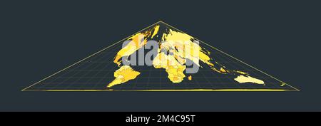 Carte du monde. Projection pseudocrylindrique à surface égale Collignon. Illustration futuriste pour votre infographie. Couleurs de campagne jaune vif. Puissance Illustration de Vecteur