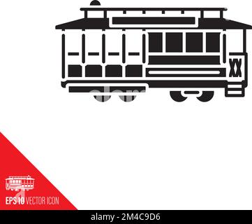 San Francisco Cable car icône en glyphe noir Uni. Symbole de vecteur de transport public. Illustration de Vecteur