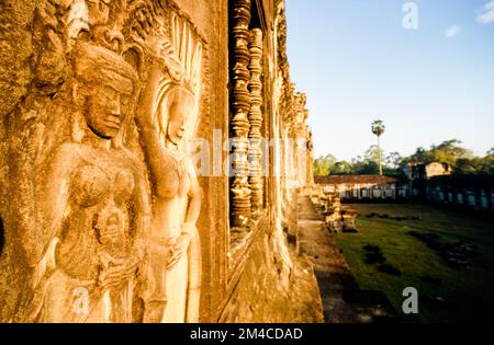 Angkor Wat, rockcarvings fascinante Banque D'Images