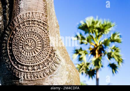 Angkor Wat, rockcarvings fascinante Banque D'Images