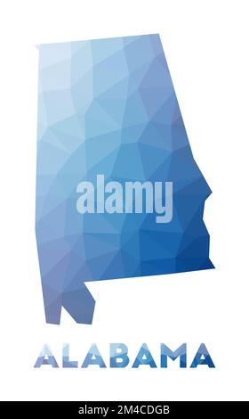 Carte poly basse de l'Alabama. Illustration géométrique de l'état américain. Carte polygonale de l'Alabama. Technologie, Internet, concept de réseau. Illustration vectorielle. Illustration de Vecteur