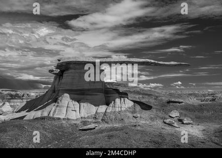 Photographie du roi des ailes, une formation bizarre de roche et d'argile érodée, près de Nageezi, Nouveau-Mexique, États-Unis. Banque D'Images