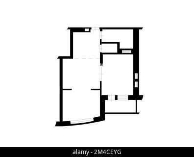 Plan de la surface de vente. plan de 2d étages. Plan d'étage noir et blanc. Maison avec intérieur, plan d'étage, plans bleus et murs colorés sur fond blanc. Banque D'Images