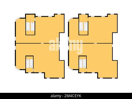 Plan de la surface de vente. plan de 2d étages. Plan d'étage noir et blanc. Maison avec intérieur, plan d'étage, plans bleus et murs colorés sur fond blanc. Banque D'Images