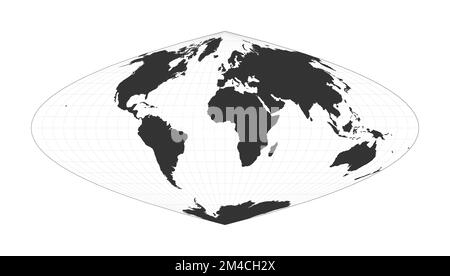 Carte du monde. Projection parabolique Craster. Globe avec réseau de latitude et de longitude. Carte du monde sur des méridiens et parallèles en arrière-plan. Illustration vectorielle Illustration de Vecteur