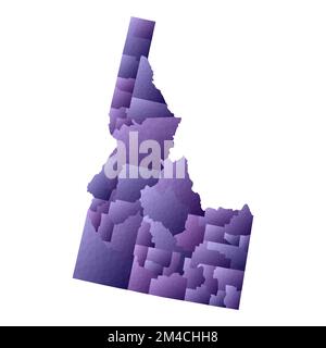 Carte de l'Idaho. Contour de l'état américain de style géométrique avec les comtés. Illustration vectorielle violette impressionnante. Illustration de Vecteur