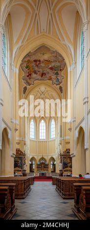 Nef de l'intérieur de la cathédrale de Sedlec (église de l'Assomption de notre-Dame et Saint Jean-Baptiste) - Kutna Hora, Banque D'Images