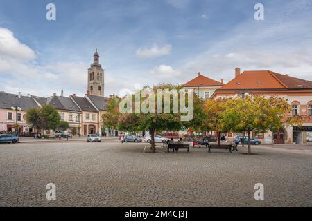 Place Palackeho et tour de l'église Saint-James - Kutna Hora, République tchèque Banque D'Images