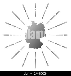 L'Allemagne a dégradés de soleil. Carte du pays avec des rayons étoilés colorés. Allemagne illustration en numérique, technologie, Internet, style réseau. Illustration de Vecteur