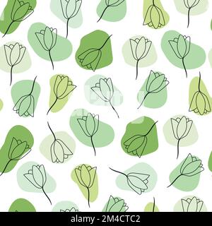 Fleur de formes abstraites de couleur verte. Motif botanique sans couture minimal. Répétition simple. Couleurs pastel. Art vectoriel Illustration de Vecteur