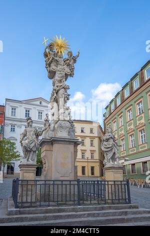 Colonne de la Sainte Trinité à la place du marché des choux (Zelny trh) - Brno, République tchèque Banque D'Images